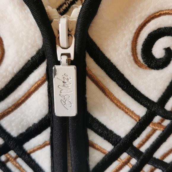 Bob Mackie Jacket Wearable Art White Fleece Large - Picture 4 of 6